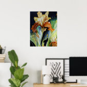 Orange und Gelbe Iris Print Poster (Heimbüro)