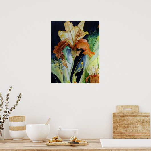 Orange und Gelbe Iris Print Poster (Küche)