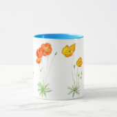 Orange und gelbe Island-Mohnblumen, Wasserfarbe Tasse (Zentrum)