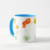 Orange und gelbe Island-Mohnblumen, Wasserfarbe Tasse (Vorderseite Links)
