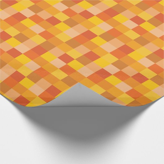 Orange und gelbe Pixel-Kunst Pixelated Muster-| Geschenkpapier (Ecke)