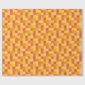 Orange und gelbe Pixel-Kunst Pixelated Muster-| Geschenkpapier (Flach)
