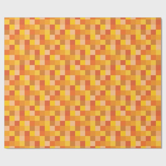 Orange und gelbe Pixel-Kunst Pixelated Muster-| Geschenkpapier (Flach)