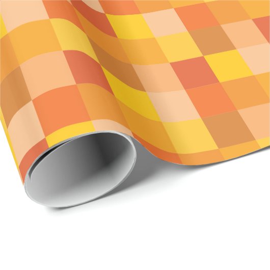 Orange und gelbe Pixel-Kunst Pixelated Muster-| Geschenkpapier (Rolleneckpunkt)