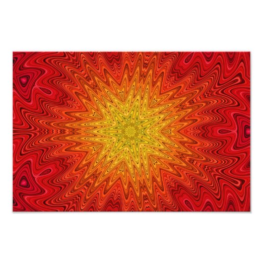Orange und Gelbe Sonne/Star/Herz Mandala Fotodruck (Vorne)