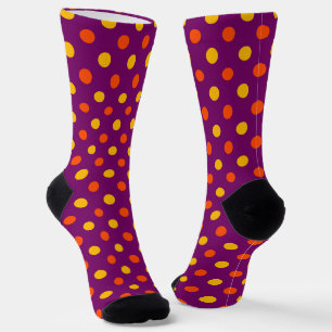 Orange und gelbe Tupfen Lila Socken