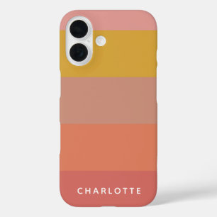 Orange und gelbe warme Streifen geometrischer Name iPhone 16 Hülle