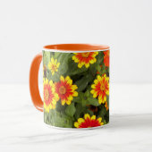 Orange und Gelbe Zinnias Tasse (Vorderseite Links)