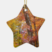 Orange- und Gelbfallbäume Herbstfotografie Keramikornament (Links)