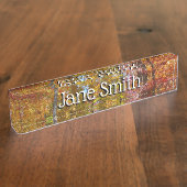 Orange- und Gelbfallbäume Herbstfotografie Namensplakette (Seite)