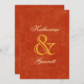 Orange und Gold Moderne Hochzeit A026 Einladung (Vorne/Hinten)