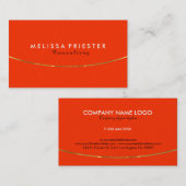 Orange und Gold Modernes geometrisches Design Visitenkarte (Vorne/Hinten)