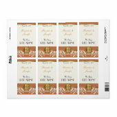 Orange und Gold Monogram Wedding Mini Wine Labels (Vorne)