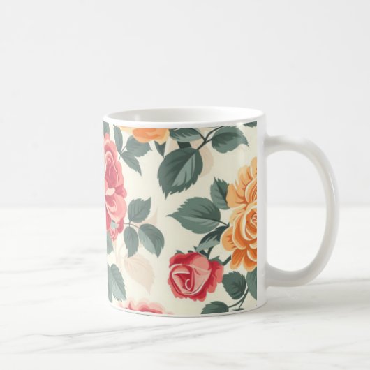 Orange und Gold Rose Floral Kaffeetasse (Rechts)