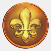 Orange und Gold und Lilie Embossed Look Runder Aufkleber (Vorderseite)