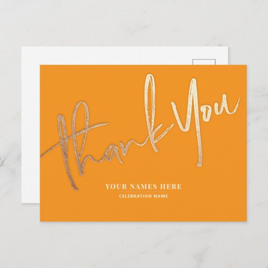 Orange und Gold Vielen Dank Elegant Universell Postkarte (Vorne/Hinten)