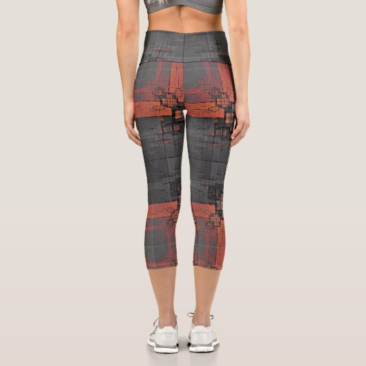 Orange und Grau Capri Leggings (Rückseite)