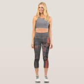 Orange und Grau Capri Leggings (Vorderseite)
