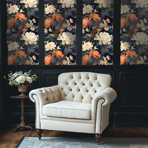 Orange und Grau Chinoiserie Stil Blumenmuster Tape Tapete