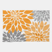 Orange und Grau-Chrysanthemen Blumenmuster Geschirrtuch (Horizontal)