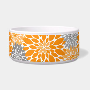 Orange und Grau-Chrysanthemen Blumenmuster Napf