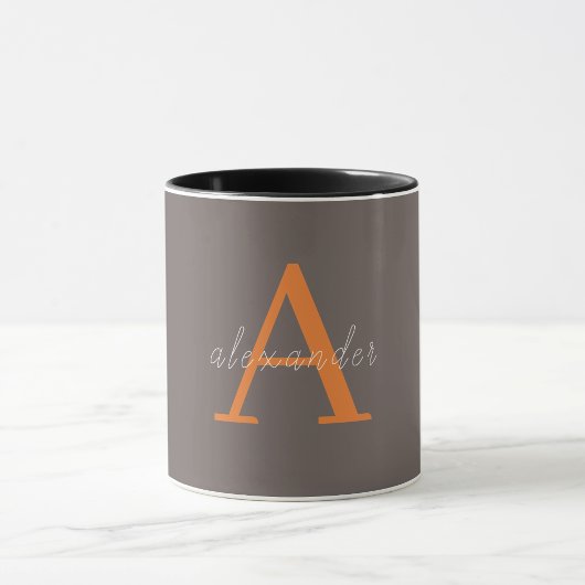 Orange und Grau Initial Monogramm elegant Tasse