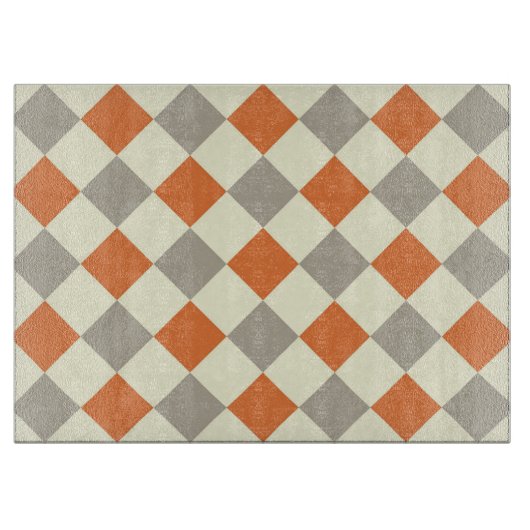 Orange und Grau kariert Schneidebrett (Vorderseite)