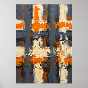 Orange- und Grau strukturierte abstrakte Kunst Poster