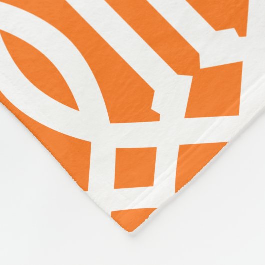 Orange und Grau Trellis Muster Monogram Fleecedecke (Ecke)