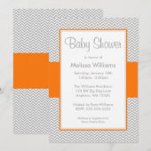 Orange und graue Zickzack Baby-Duschen-Einladungen Einladung (Vorne/Hinten)