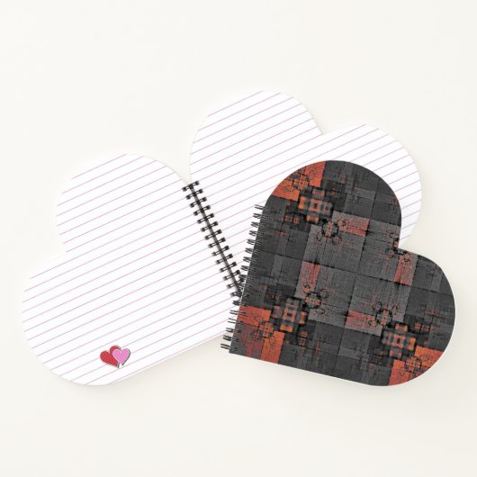 Orange und Gray Crossroads Heart Shaped Notebook Notizblock (Innenseite)