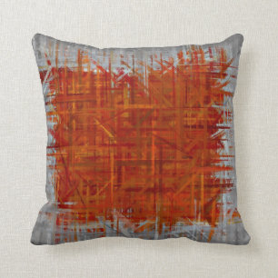 Orange und Gray Fine Art Malerstil Kissen