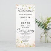 Orange und Green Blätter White Wedding Program (Stehend Vorderseite)
