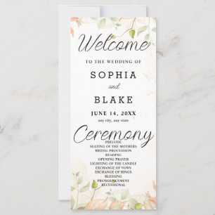Orange und Green Blätter White Wedding Program