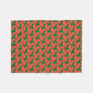 Orange und Green Dinosaurier Weihnachtsfläschchen Fleecedecke