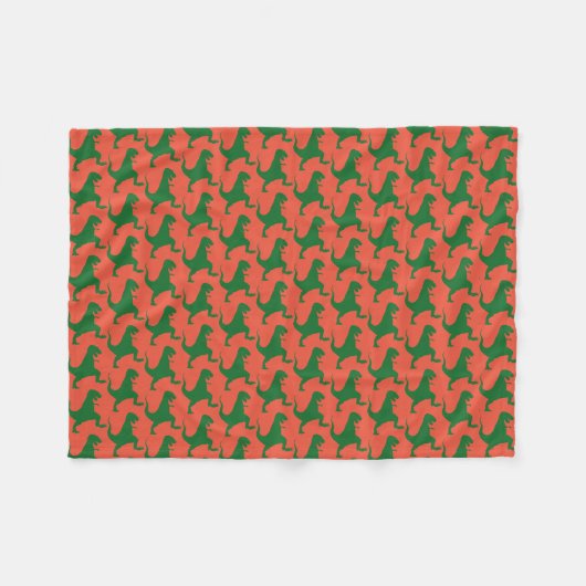 Orange und Green Dinosaurier Weihnachtsfläschchen Fleecedecke (Vorderseite (Horizontal))