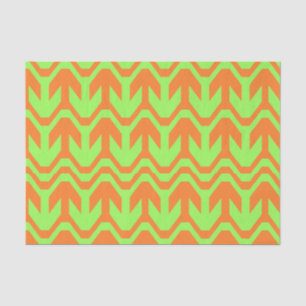Orange und Green Double Arrow Wave Muster Seidenpapier