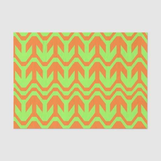Orange und Green Double Arrow Wave Muster Seidenpapier (Vorderseite)