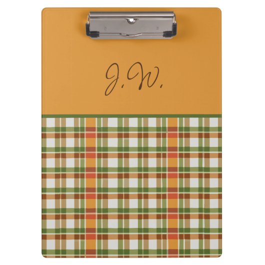 Orange und Green Gingham Klemmbrett (Vorderseite)