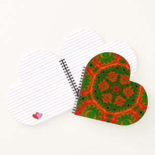 Orange und Green Kaleidoscope Heart Notebook Notizblock
