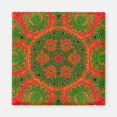 Orange und Green Kaleidoscope Square Magnet (Vorne)