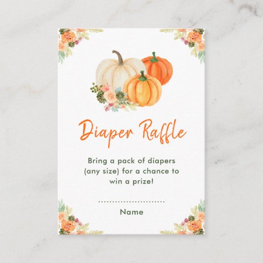 Orange und Green Pumpkin Baby Duschdusche Windeln Begleitkarte (Vorderseite)