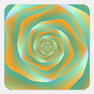 Orange und Green Spiral Rose Aufkleber
