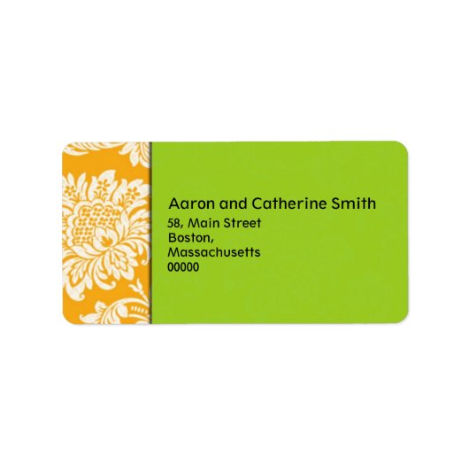 Orange und Green Wedding Address Labels Adressaufkleber (Vorne)
