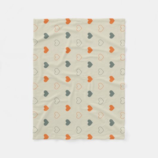 Orange- und Grün-Herz-Rastermuster Fleecedecke (Vorderseite)