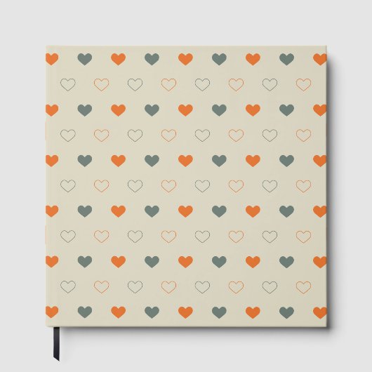 Orange- und Grün-Herz-Rastermuster Gästebuch (Vorderseite)