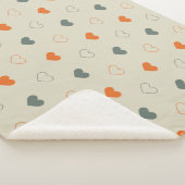 Orange- und Grün-Herz-Rastermuster Sherpadecke (3/4)