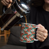 Orange und grüne 3D-Blume Kaffeetasse