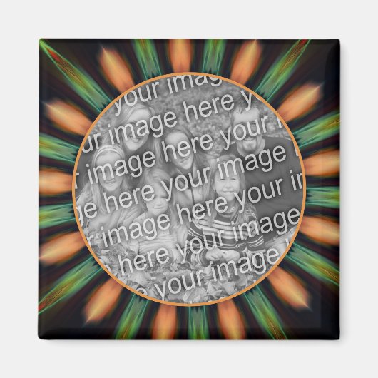 Orange und grüne Abstrakte Rahmen ergänzen Ihr Fot Magnet (Vorne)