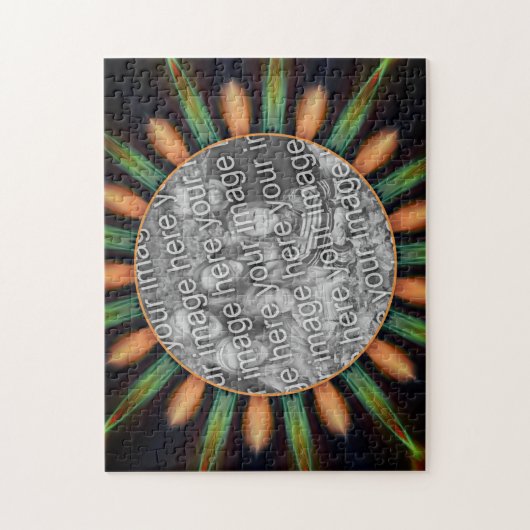 Orange und grüne Abstrakte Rahmen ergänzen Ihr Fot Puzzle (Vertikal)